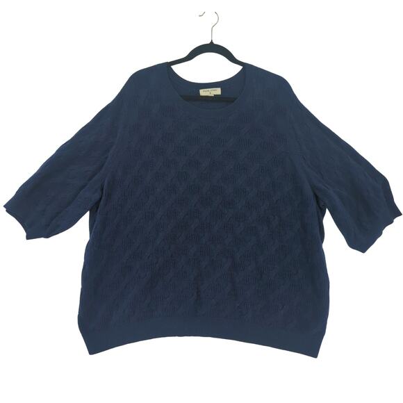 Rachel Comey Target Sweater Womens 3X Navy Textured Knit 3/4 Sleeve Cozy Fall - Picture 1 of 5